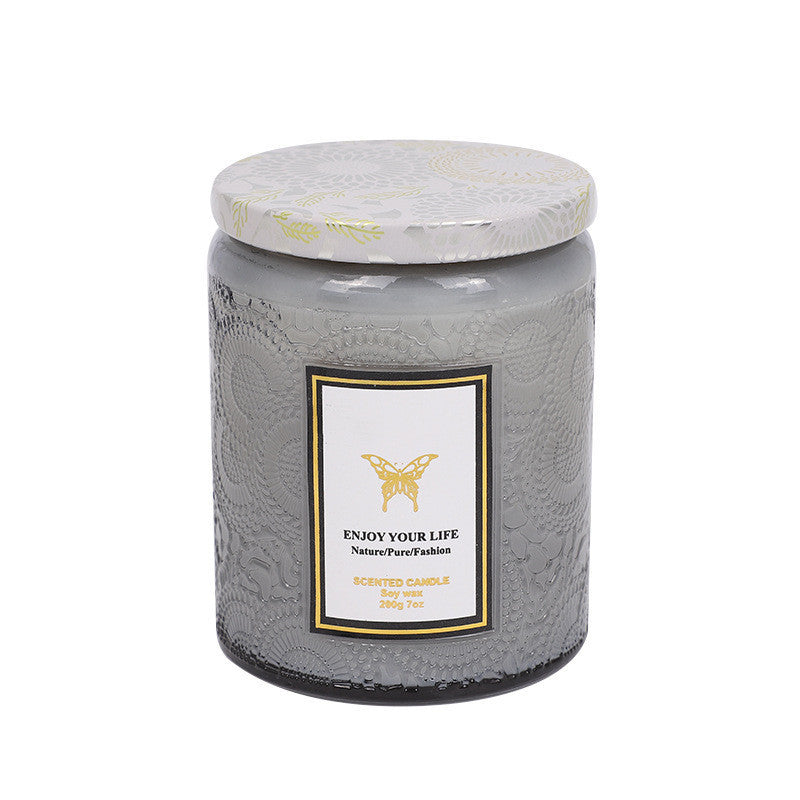 Embossed Glass Fragrance Handmade Gift Aromatherapy Soy Candles Embossed Glass Fragrance Handmade Gift Aromatherapy Soy Candles